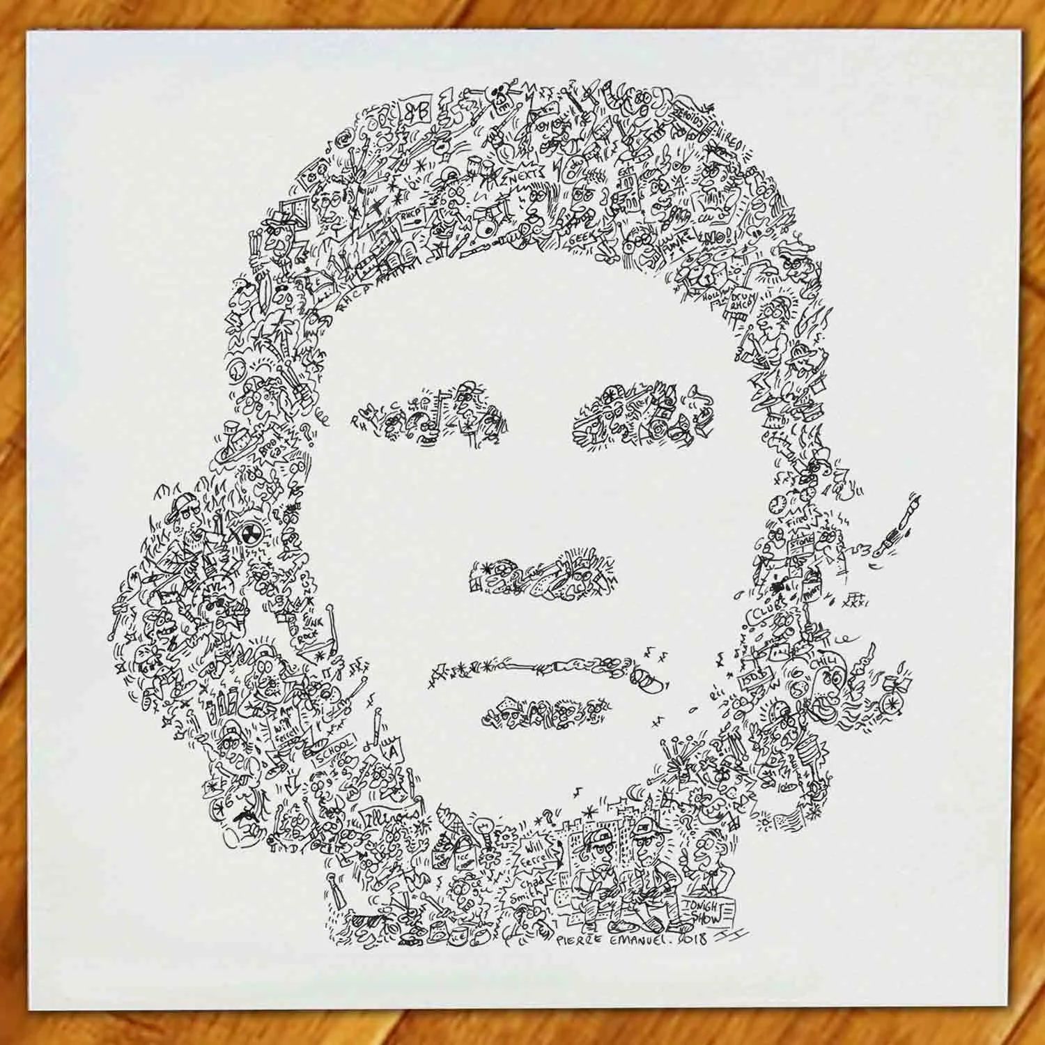 DrawInside Chad Smith affiche 20x20 cm batteur RHCP