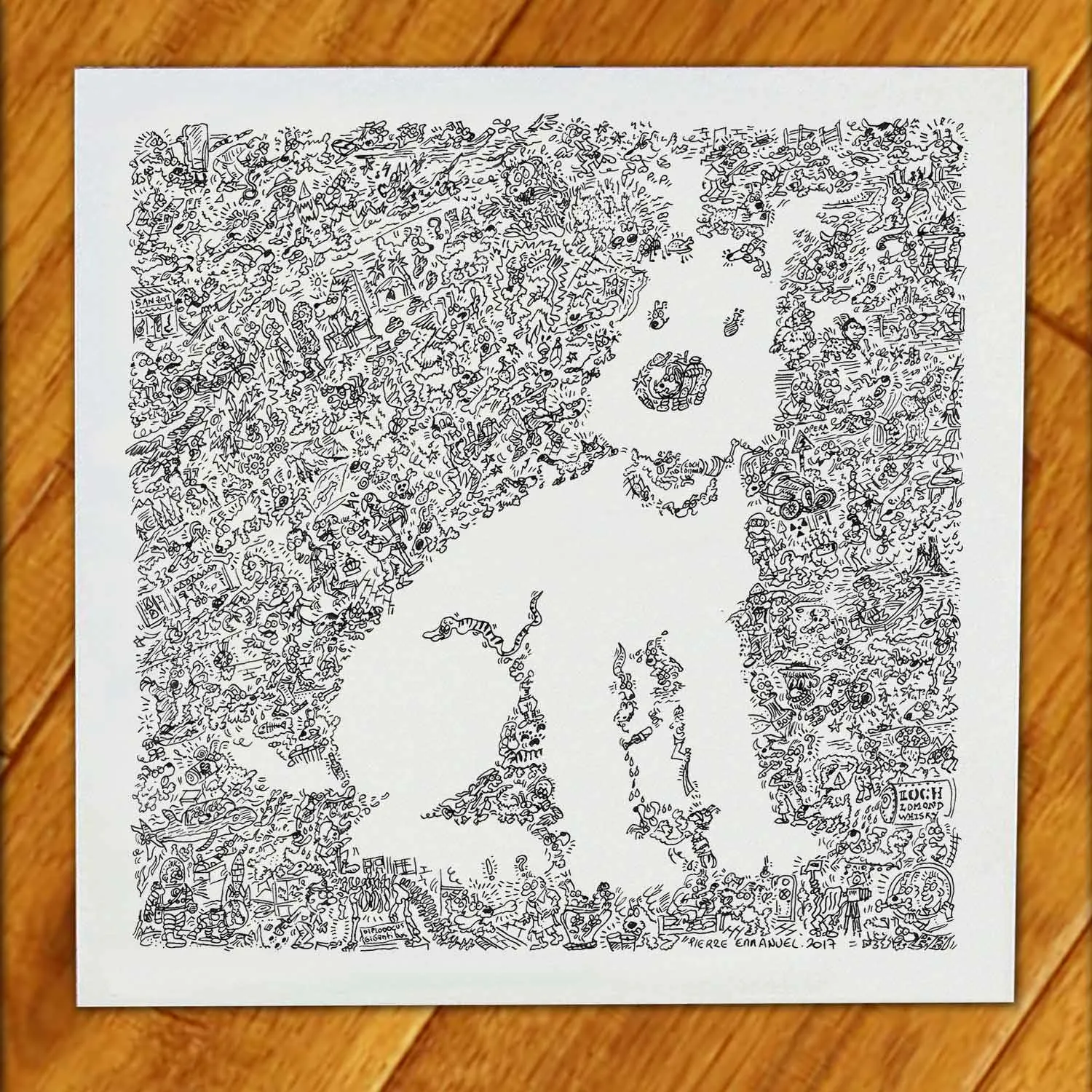 DrawInside Milou affiche 30x30 cm Tintin