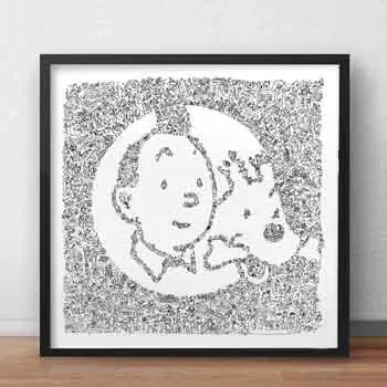 DrawInside Tintin and Snowy affiche poster signé