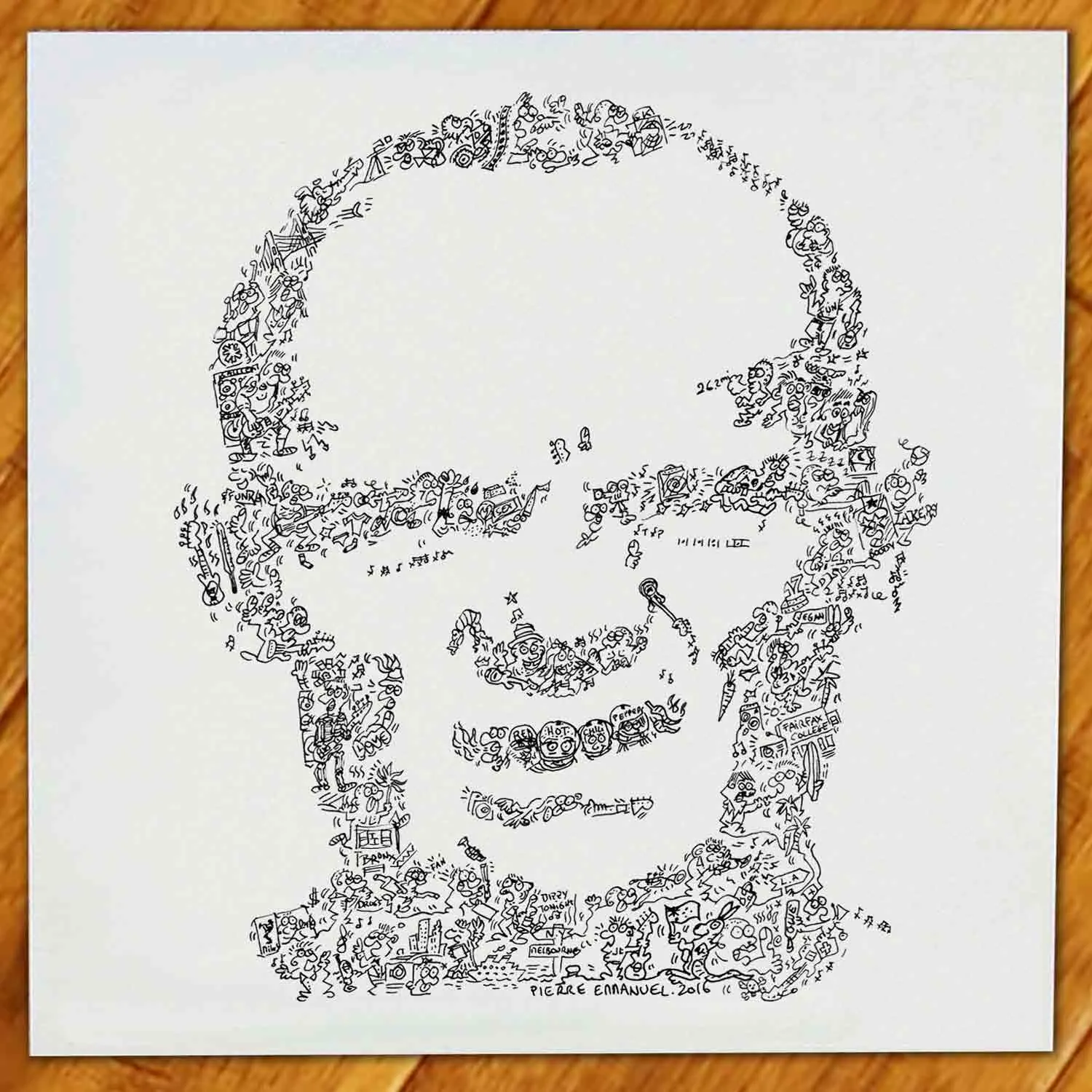 DrawInside Flea affiche 30x30 cm RHCP bassiste