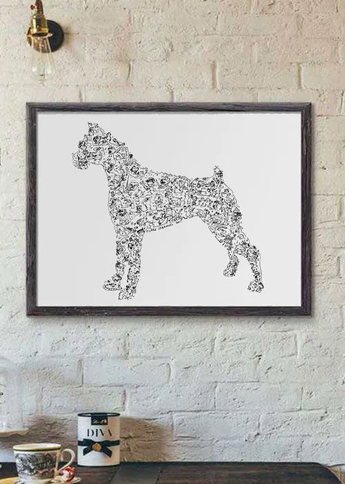 DrawInside Boxer affiche A4 chien papier mat