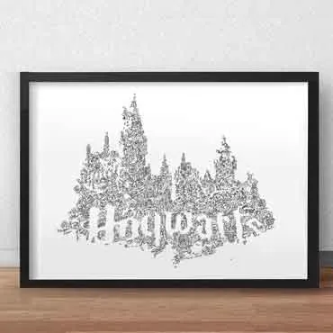 DrawInside Hogwarts Castle affiche A4 Harry Potter