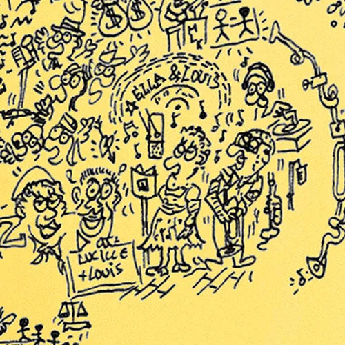 DrawInside Louis Armstrong Yellow affiche A4 jaune