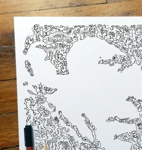 DrawInside Tom Waits affiche 20x20 cm musique