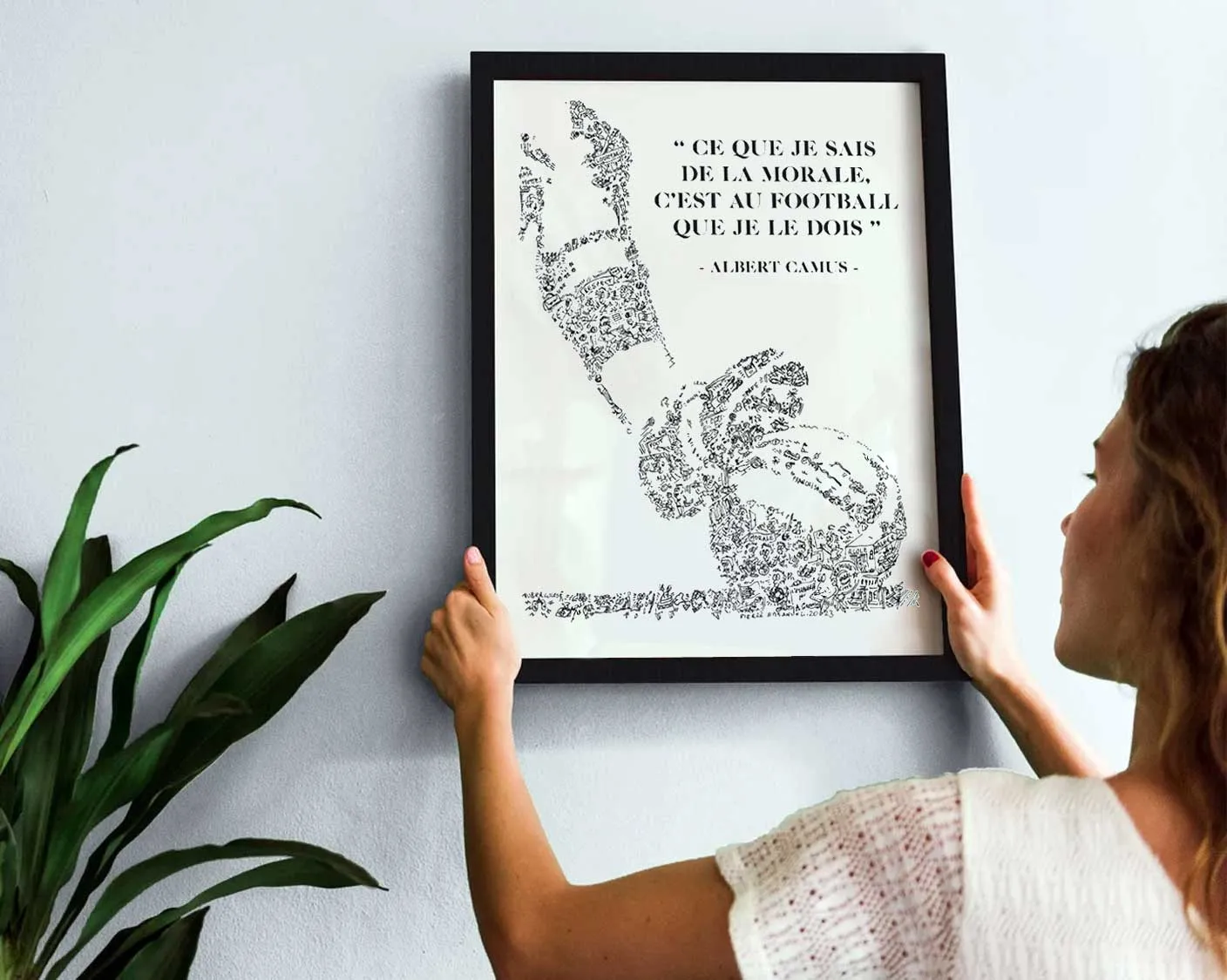 DrawInside Albert Camus affiche A4 football citation