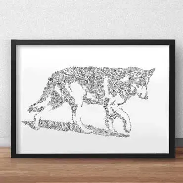 DrawInside Native American Indian Dog affiche A4 chien-loup