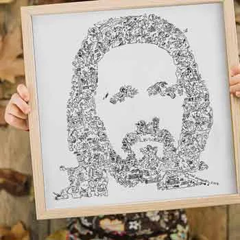 DrawInside John Entwistle The Who affiche 20x20 cm rock