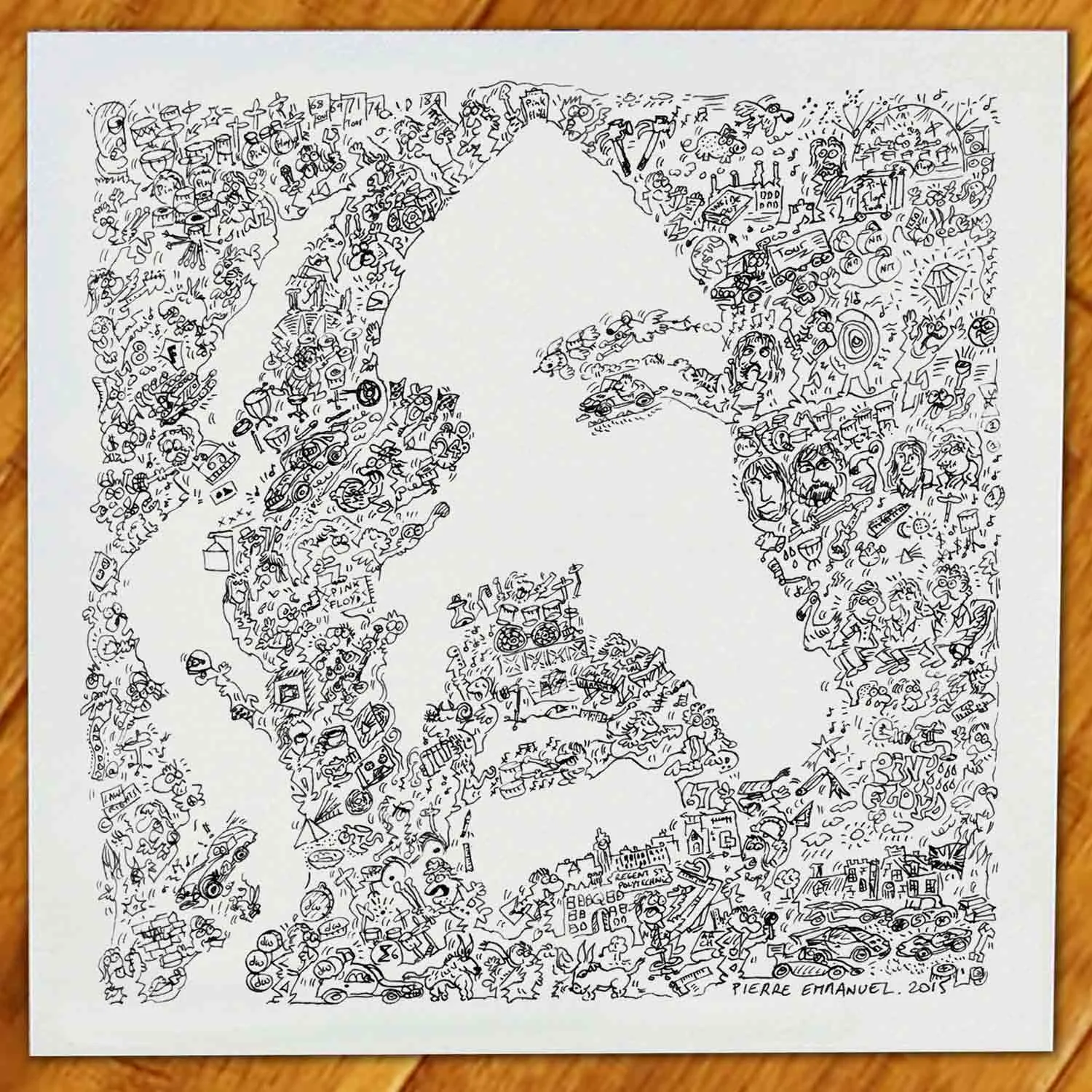 DrawInside Nick Mason affiche 30x30 cm rock