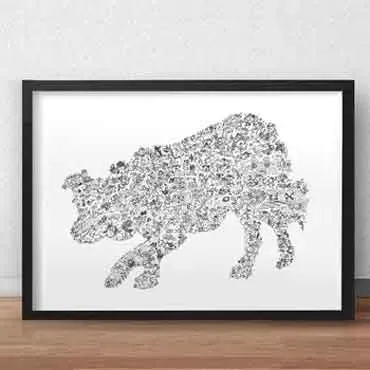 DrawInside Border Collie affiche A3 30x42 cm papier mat