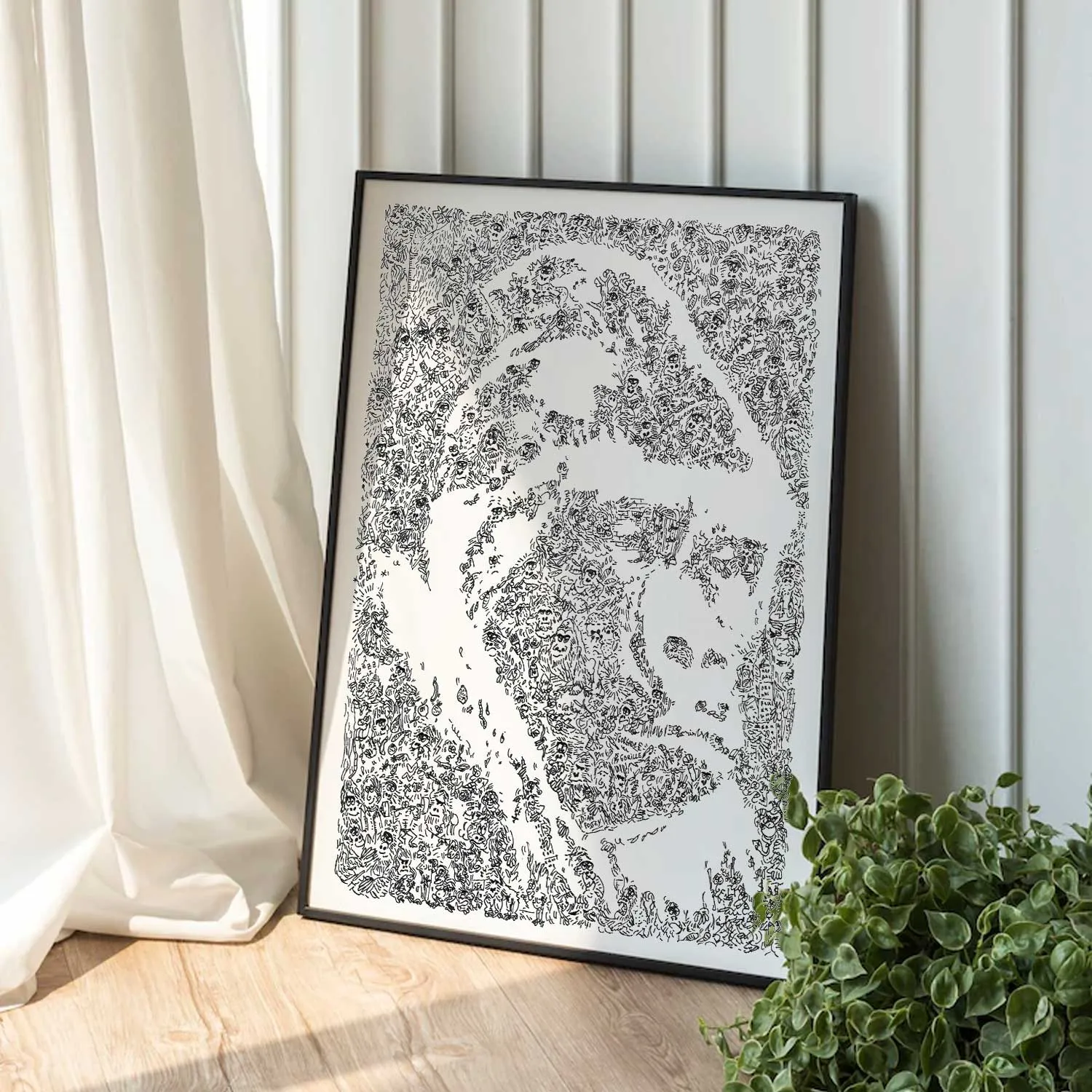 DrawInside Gorilla affiche A4 nature grand singe