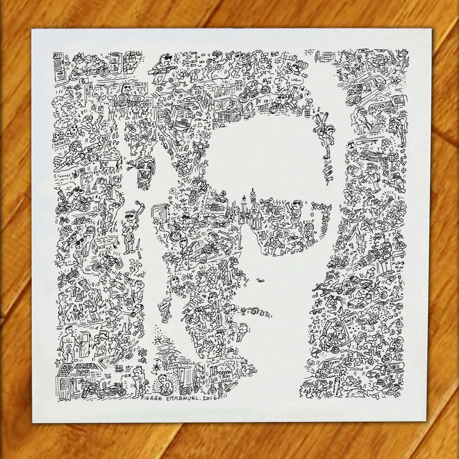 DrawInside Terminator T800 affiche 20x20 cm Schwarzenegger
