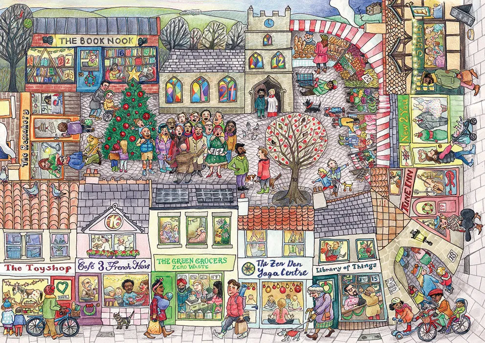 Helena Perry Eco-town affiche print A3 scène hiver papier épais