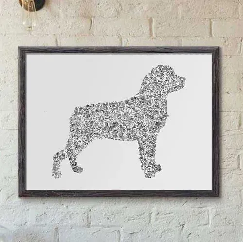 DrawInside Rottweiler affiche A4 signée