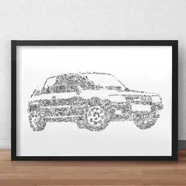 DrawInside Peugeot 205 affiche A4 21x30 cm voiture GTi
