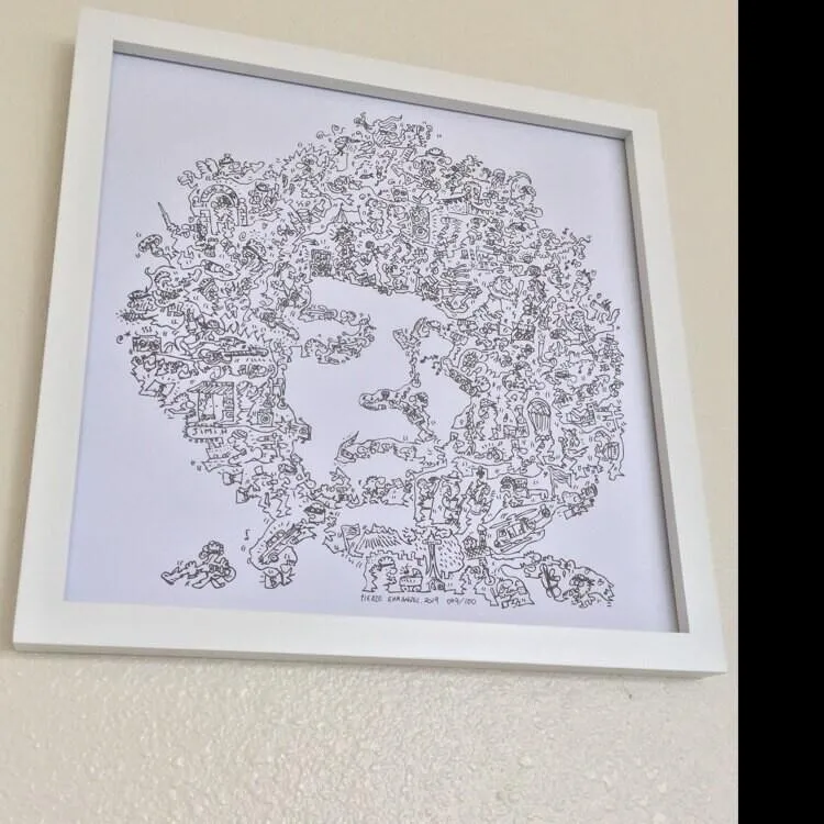 DrawInside Jimi Hendrix portrait affiche 30x30 rock