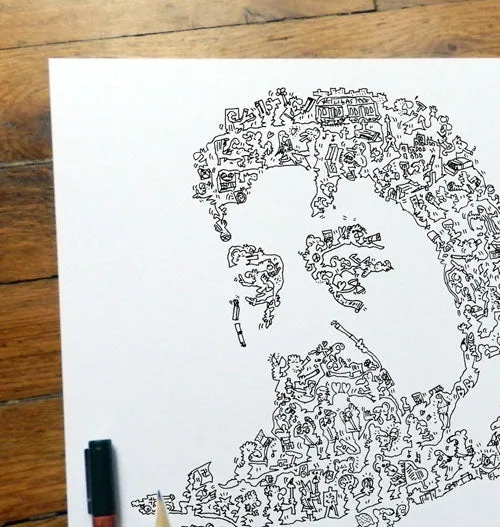 DrawInside Serge Gainsbourg affiche 30x30 cm chanteur