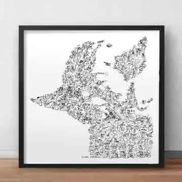 DrawInside Yoda Star Wars affiche 20x20 cm signée