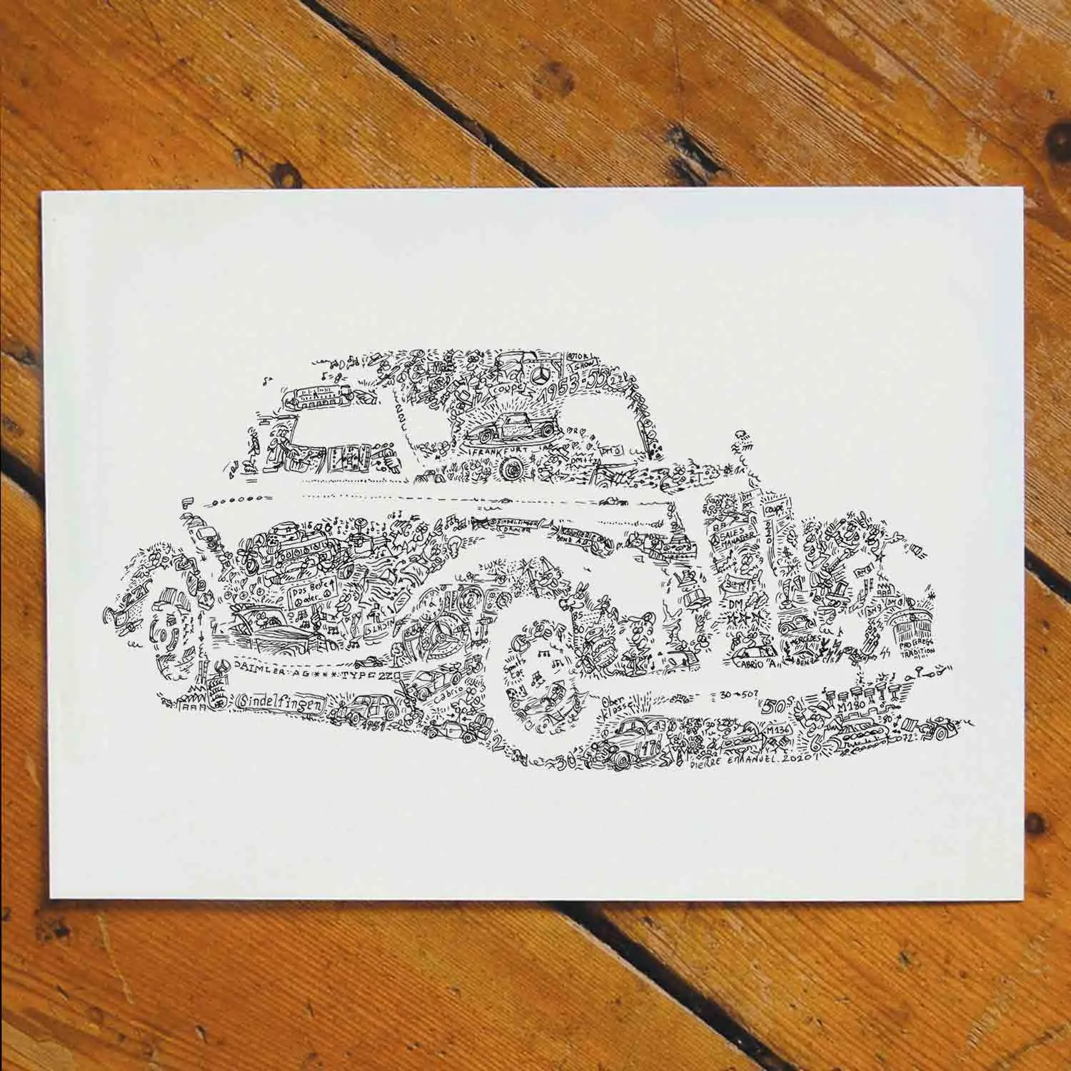 DrawInside Mercedes 220 affiche A4 coupé W187