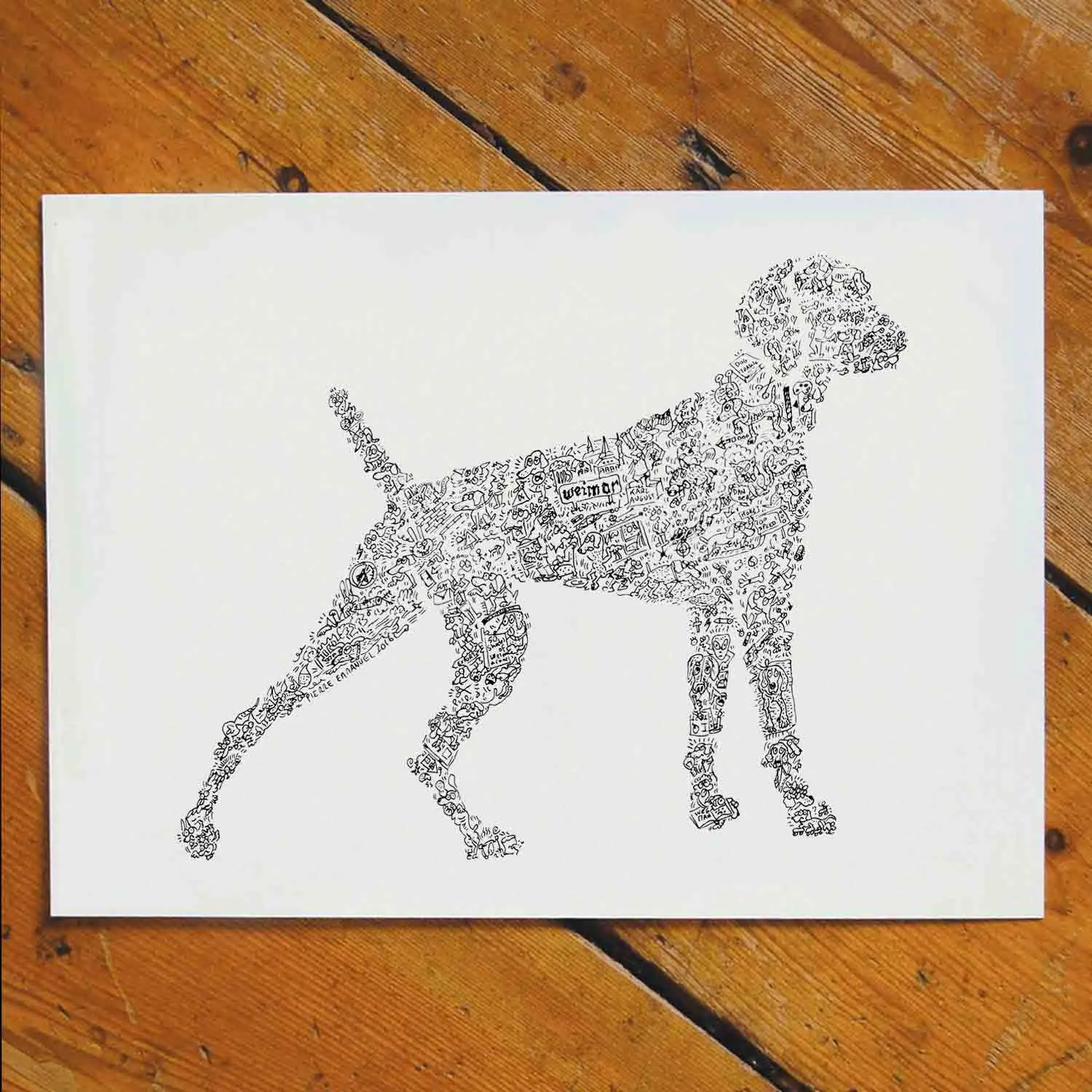 DrawInside Weimaraner affiche A4 21x30 cm chien signée
