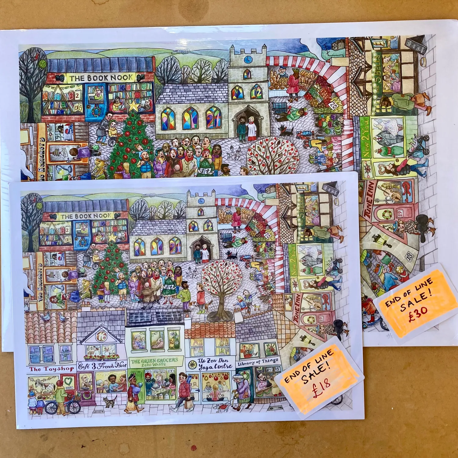 Helena Perry Eco-town affiche print A3 scène hiver papier épais