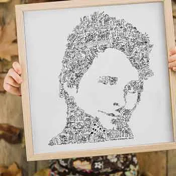 DrawInside Matthew Bellamy Muse affiche 20x20 cm signée