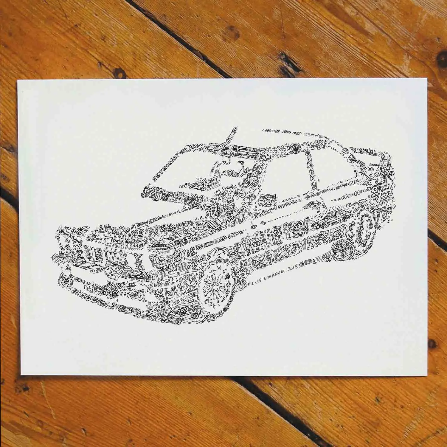 DrawInside BMW E30 affiche A4 voiture