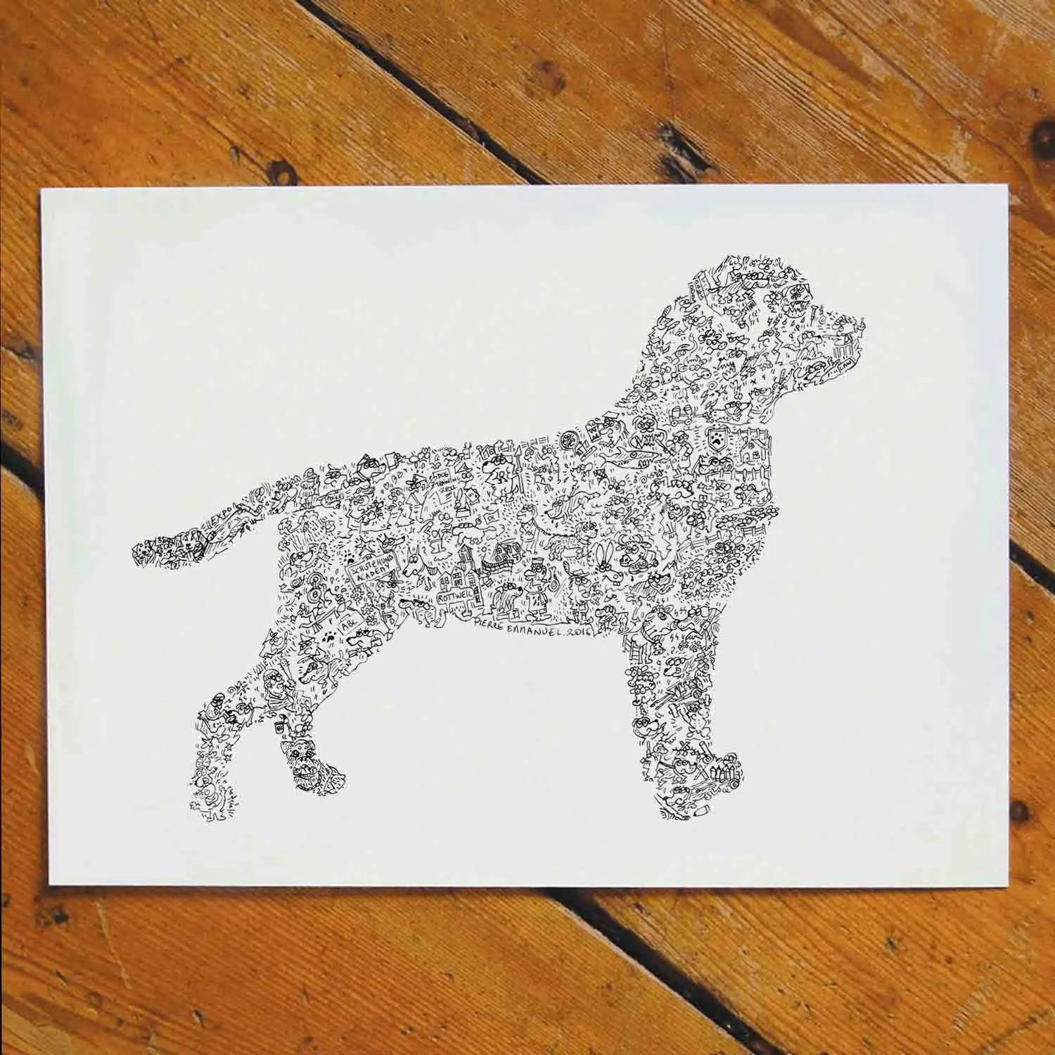 DrawInside Rottweiler affiche A4 21x30 cm queue longue