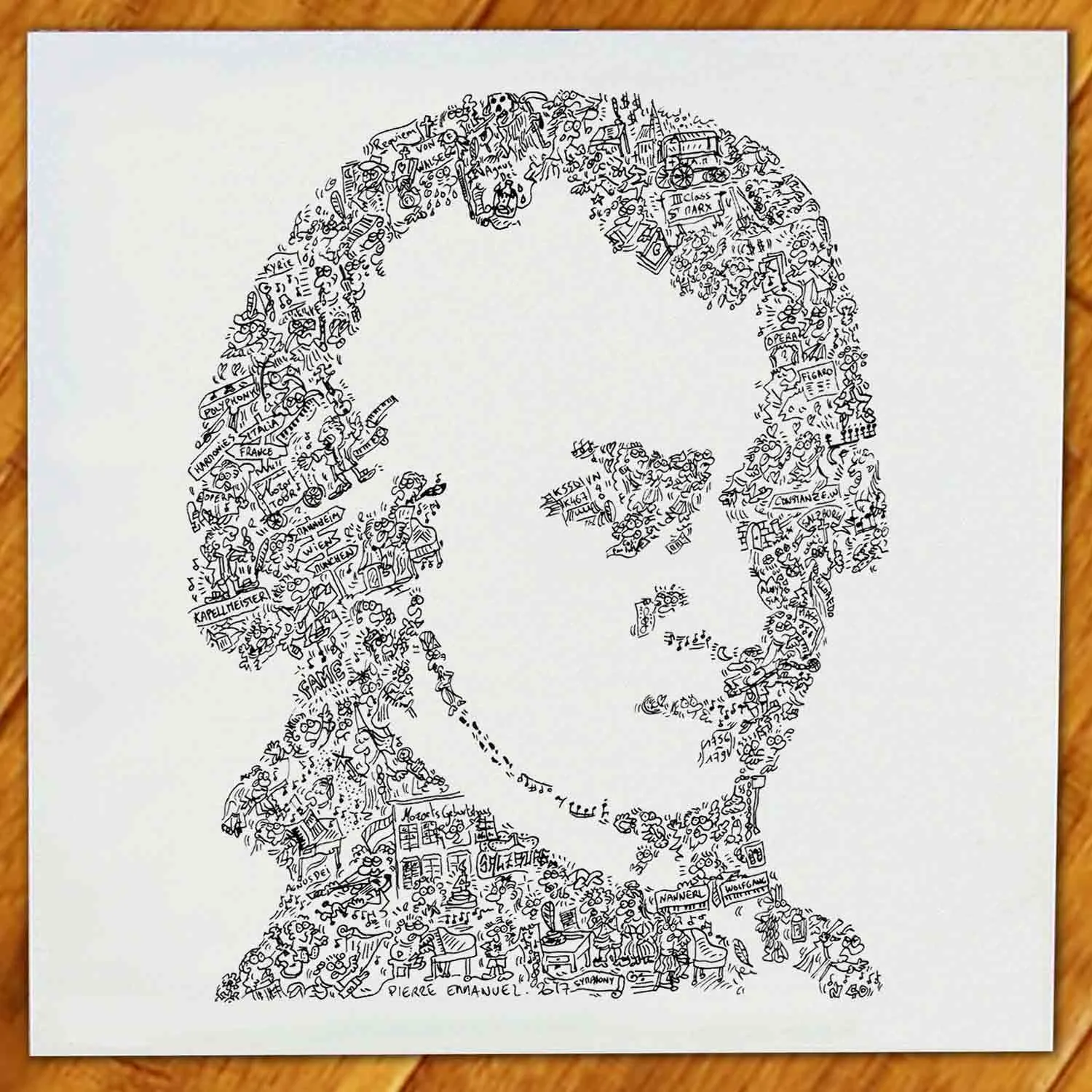 DrawInside Wolfgang Amadeus Mozart affiche 20x20 cm mat