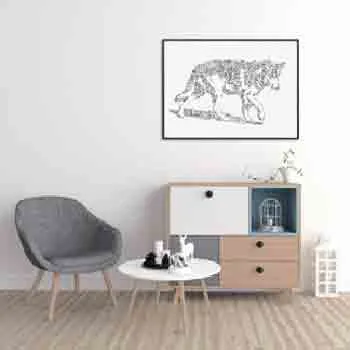 DrawInside Native American Indian Dog affiche A4 chien-loup
