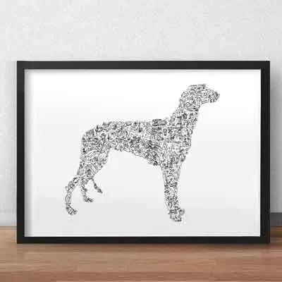 DrawInside Greyhound affiche A3 lévrier chien