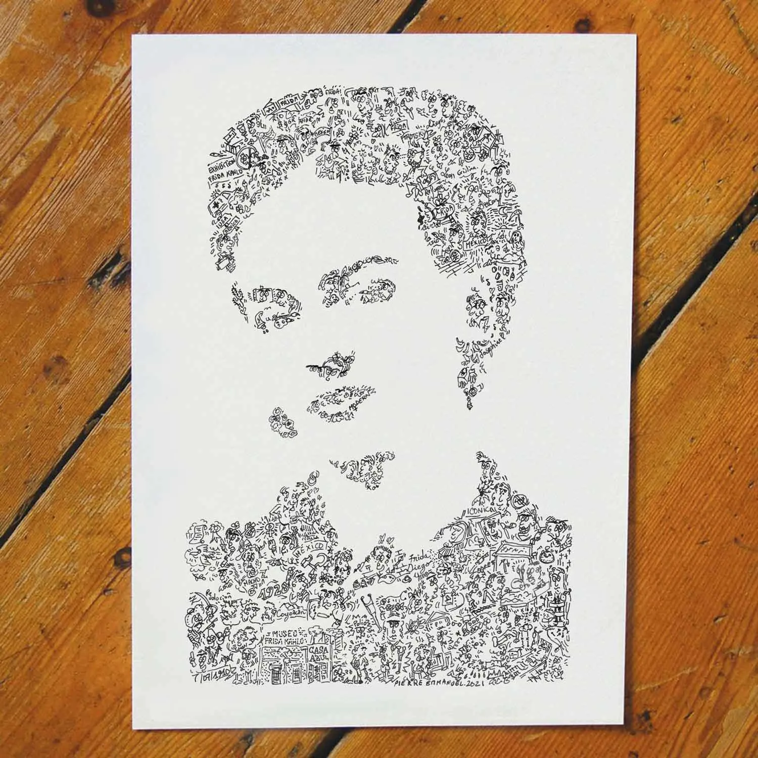 DrawInside Frida Kahlo affiche A4 21x30 cm portrait