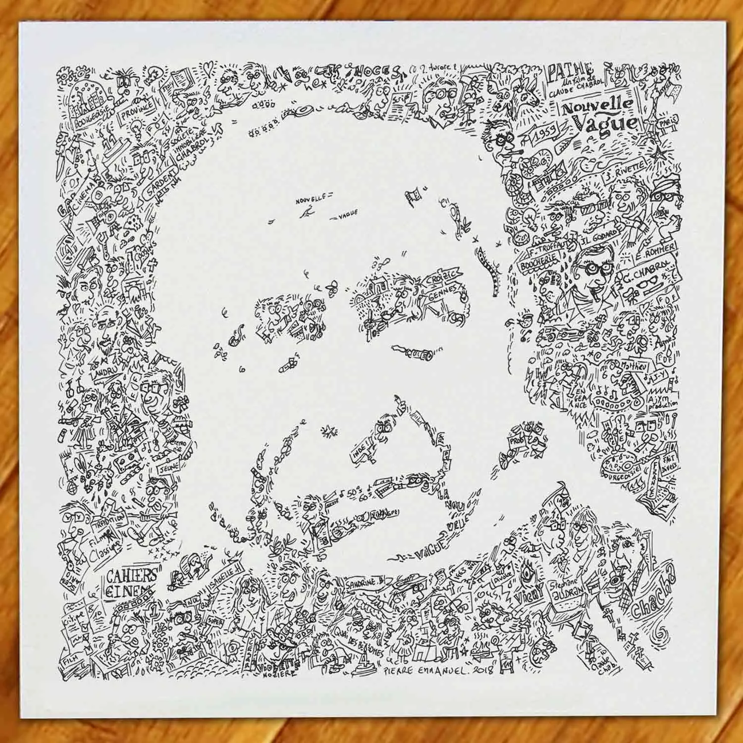 DrawInside Claude Chabrol affiche 30x30 cm cinéma