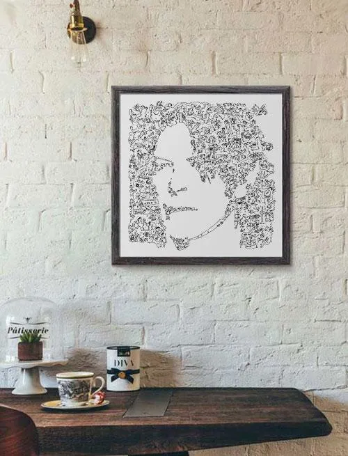 DrawInside David Bowie affiche rock carrée papier mat
