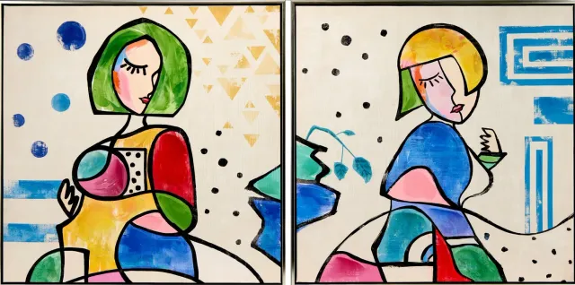 Lacorne Décoration 5522 Femmes Cubisme tableau 60x60 cm