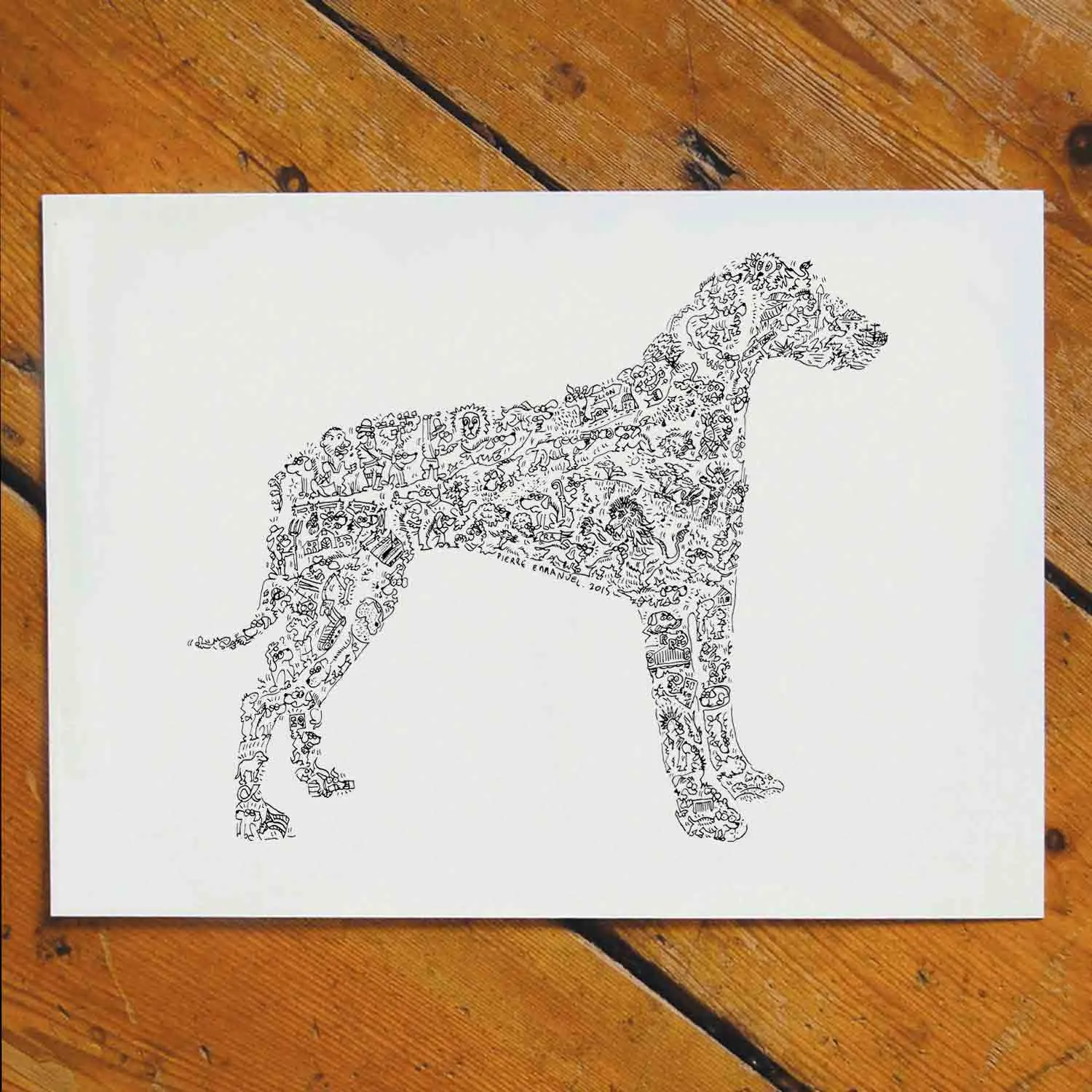 DrawInside Rhodesian Ridgeback affiche A4 21x30 cm signée