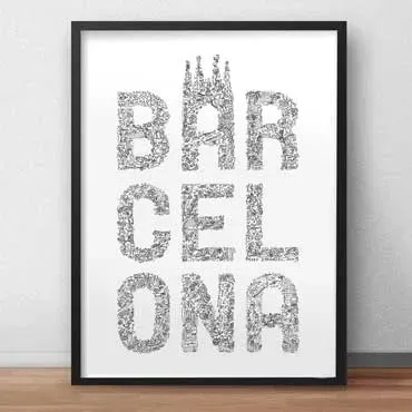 DrawInside Barcelona affiche A4 21x30 cm signée