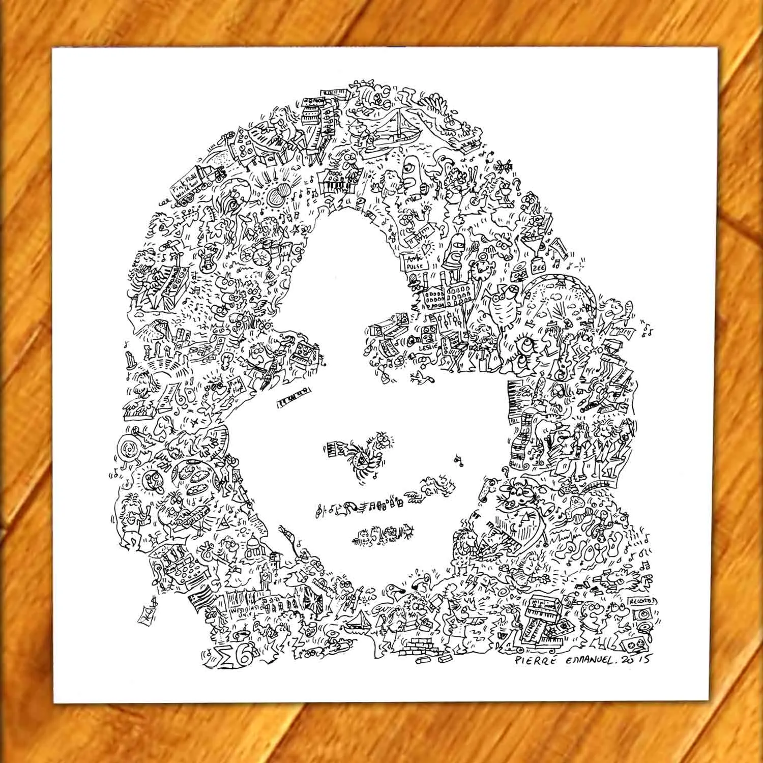 DrawInside Rick Wright affiche 20x20 cm Pink Floyd