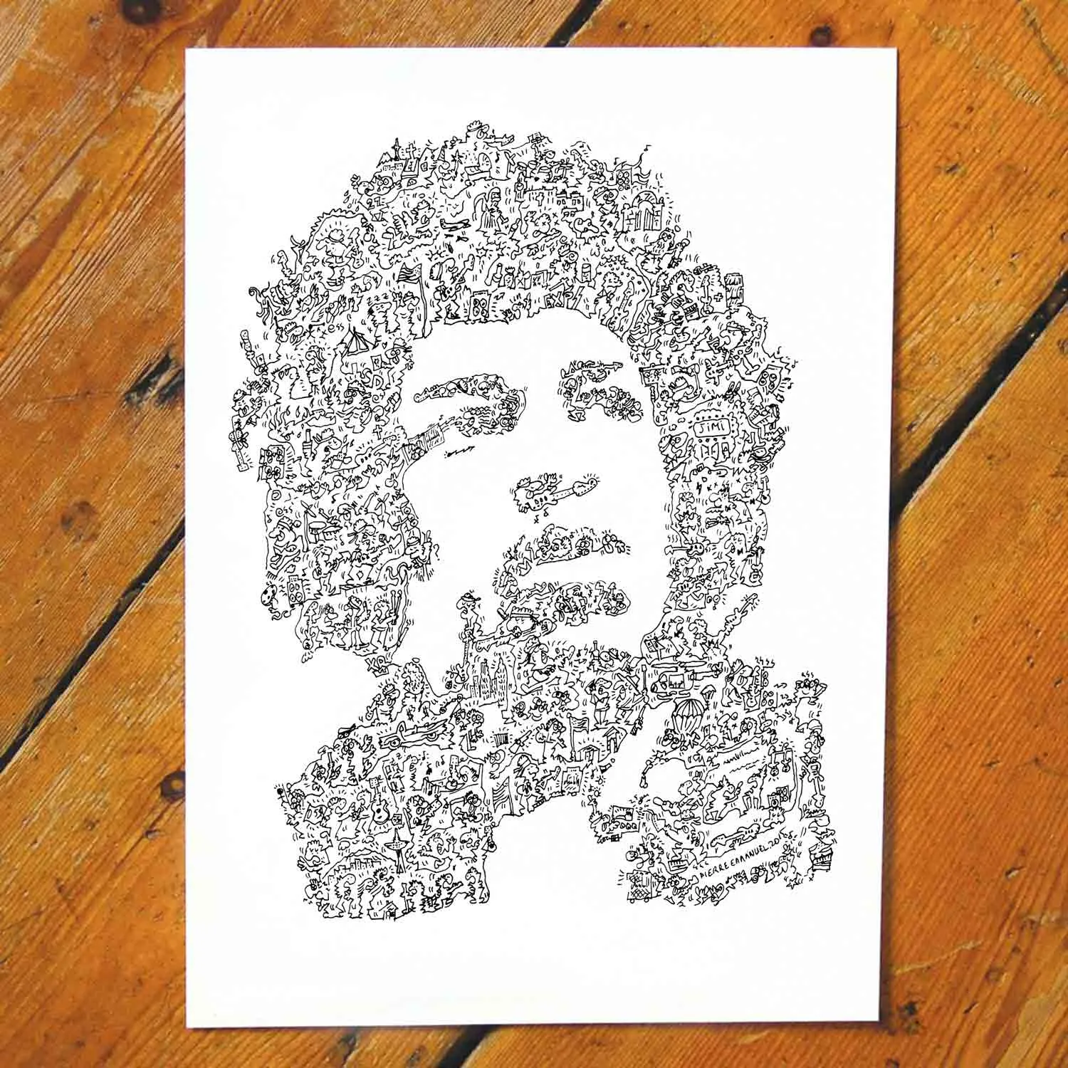 DrawInside Jimi Hendrix affiche A4 21x30 cm rock