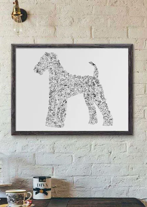 DrawInside Airedale Terrier affiche A4 papier mat