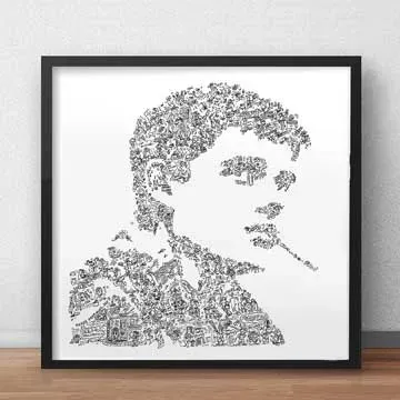 DrawInside Ian Curtis Joy Division affiche 20x20 cm portrait