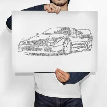 DrawInside Ferrari F40 affiche A4 21x30 cm garage signée