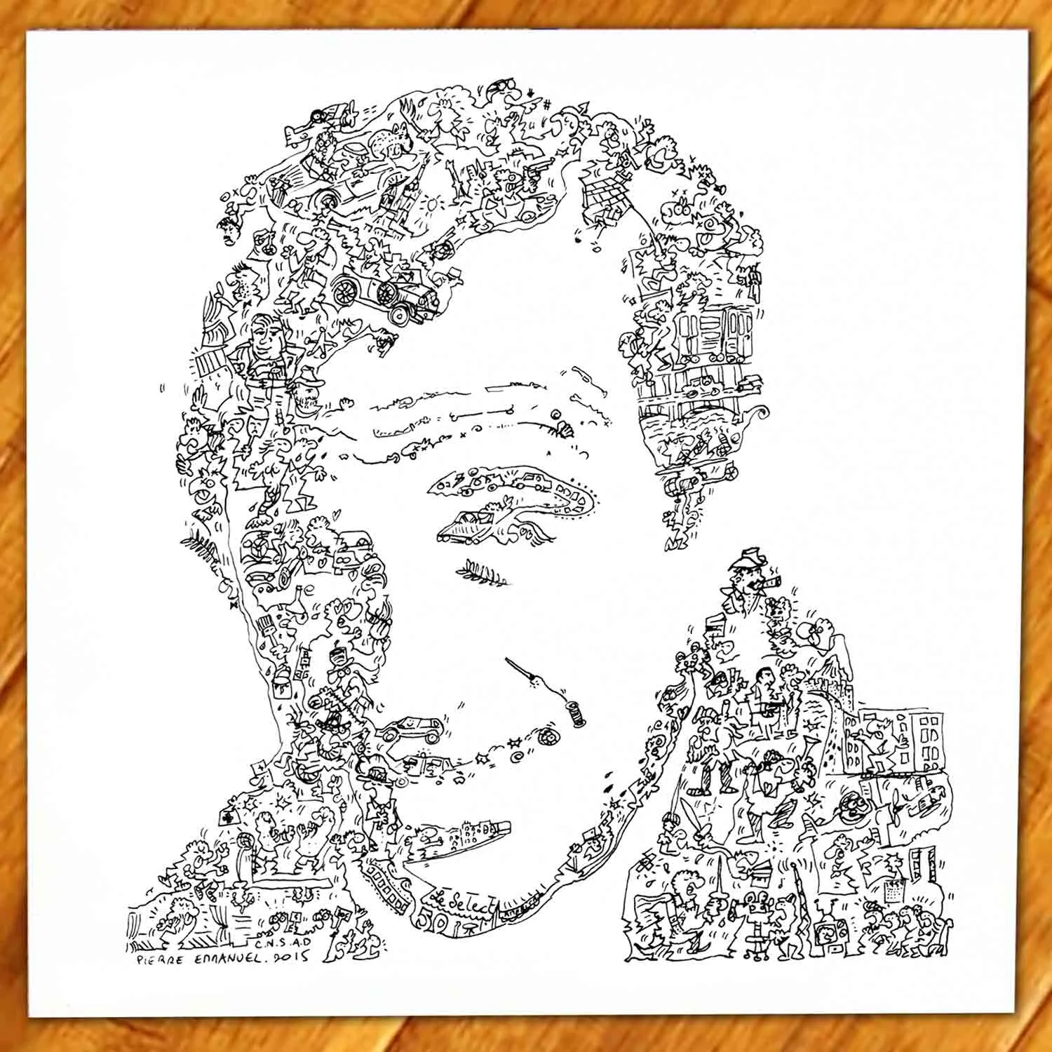 DrawInside Jean Paul Belmondo affiche 20x20 cm cinéma