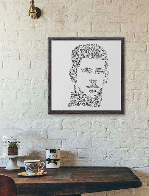 DrawInside Djokovic affiche 30x30 cm signée