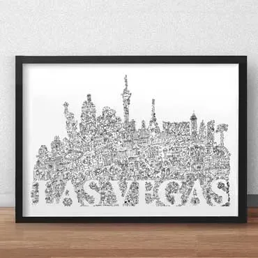 DrawInside Las Vegas affiche A3 ville néons