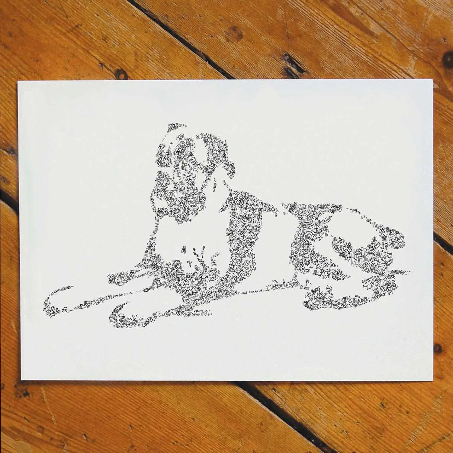 DrawInside Boxer affiche A3 chien famille