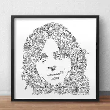 DrawInside Rick Wright affiche 20x20 cm Pink Floyd