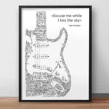 DrawInside Fender Stratocaster affiche A4 guitare rock