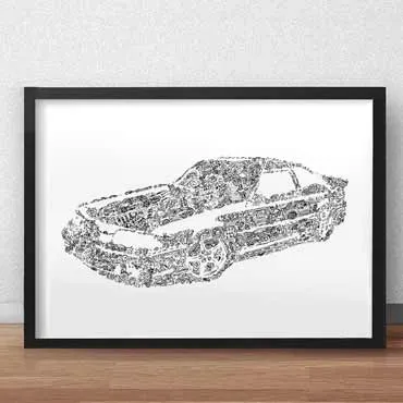 DrawInside Mustang Cobra SVT 1993 affiche A3 papier mat