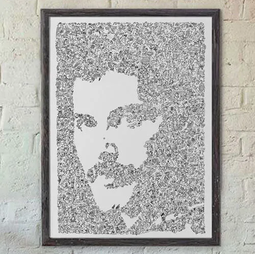 DrawInside Freddie Mercury affiche A4 21x30 cm rock