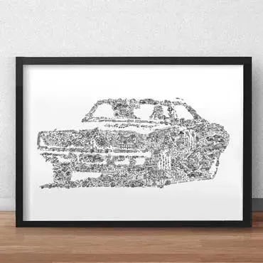DrawInside General Lee affiche A4 21x30 cm Dodge Charger